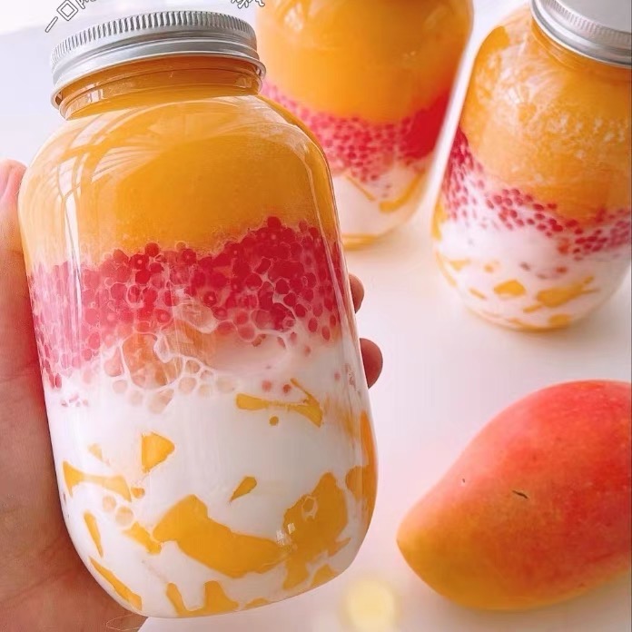 Glass Yogurt & Dessert Bottle with Metal Lid