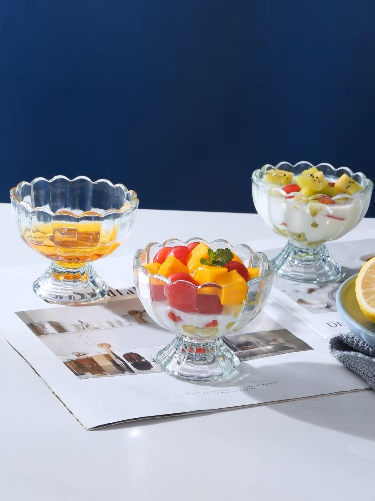 Glass Dessert Bowl with Pedestal Base